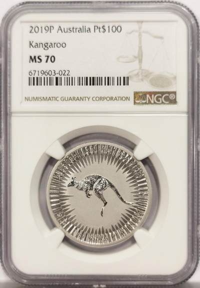 博洋堂世界钱币拍卖第134期（全场包邮） - NGC MS70 满分澳大利亚袋鼠铂金一盎司主币！外币满分能流入国内的很少，69都是值得收藏的品相了！现在铂金暴涨，材料费就1w3！