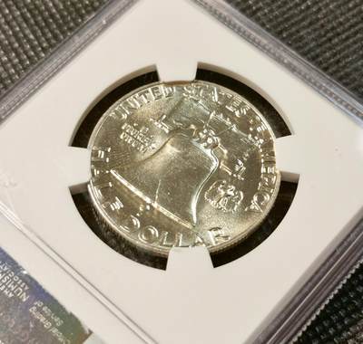 甄臻铺-世界币章拍卖（第28期），送拍享返佣金等优惠多多 NGC-MS64 1960年美国富兰克林半美元