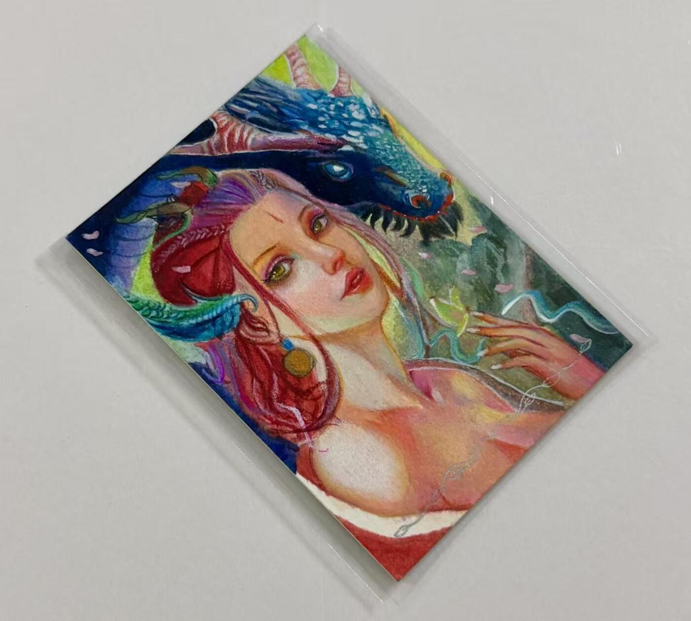 零元拍：万物有灵系列 手绘卡 每张手绘卡都是限量一张！ 画师青春 美女与青龙 超级美的一张！