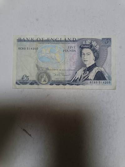 【20250811】非全新纸币第273场 - 英国D序列5镑，有微裂