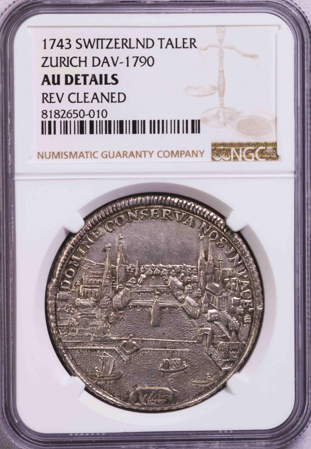 NGC-AUD 1743瑞士苏黎世景观泰勒银币 极少见的双狮版本