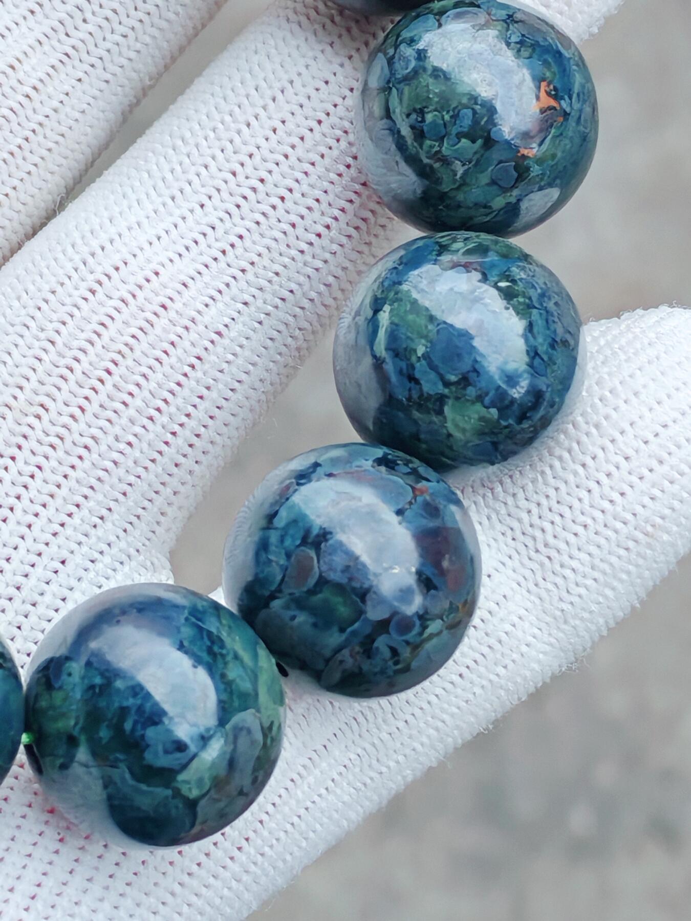 精品画面石经典稀有蓝莓星斑球粒手串(22044)尺寸18mm13颗113克