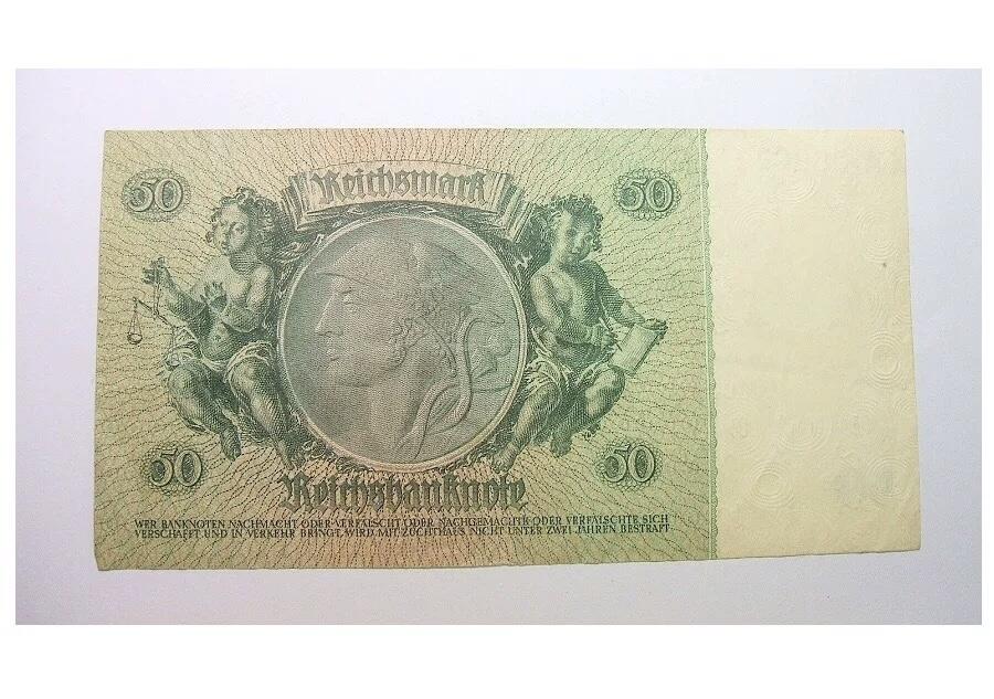 德国第三帝国1933年银行家50马克 无字母花纹水印版 极美品