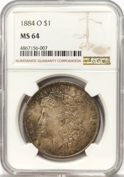博洋堂世界钱币拍卖第134期（全场包邮） - NGC MS64 美国1884年O版摩根$1银币 包浆丝滑醇厚