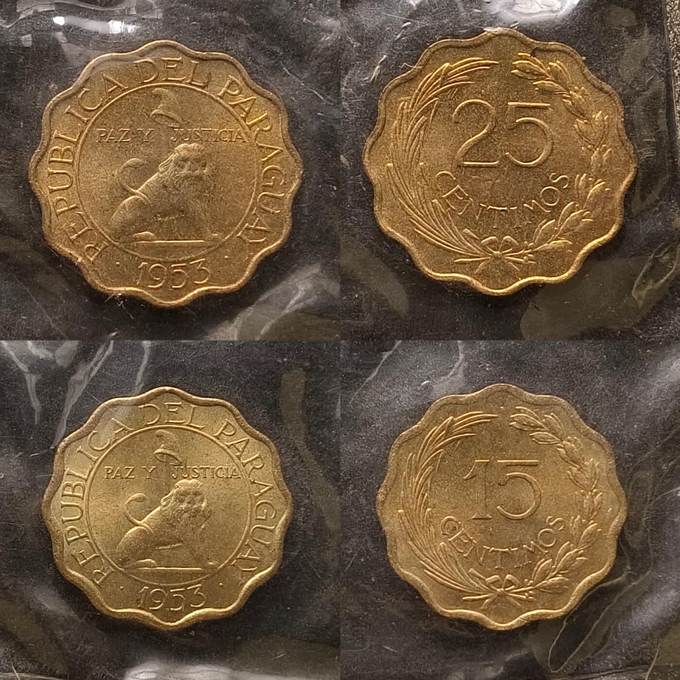 【全场包邮】纯粹捡漏拍450场 巴拉圭1950-1953年封装原光可评级4枚套币