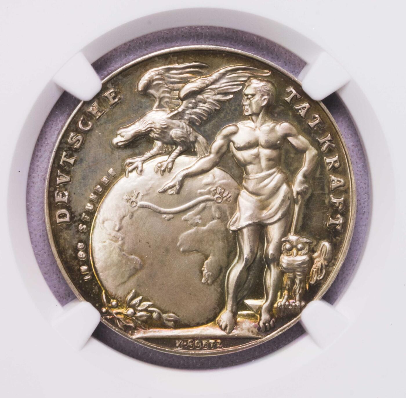 NGC-MS64 1924德国哥茨齐柏林飞艇美国纪念银章