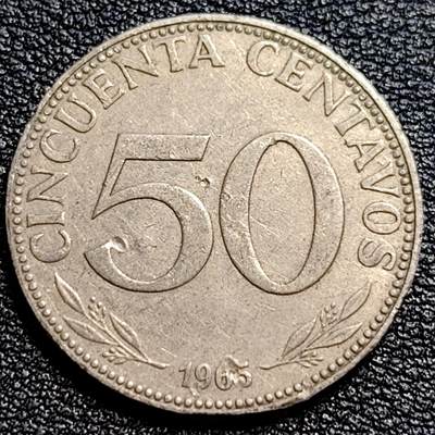 泉币菌-第73场-各国散币场 - 少见 玻利维亚1965年50分 羊驼图案 24mm 