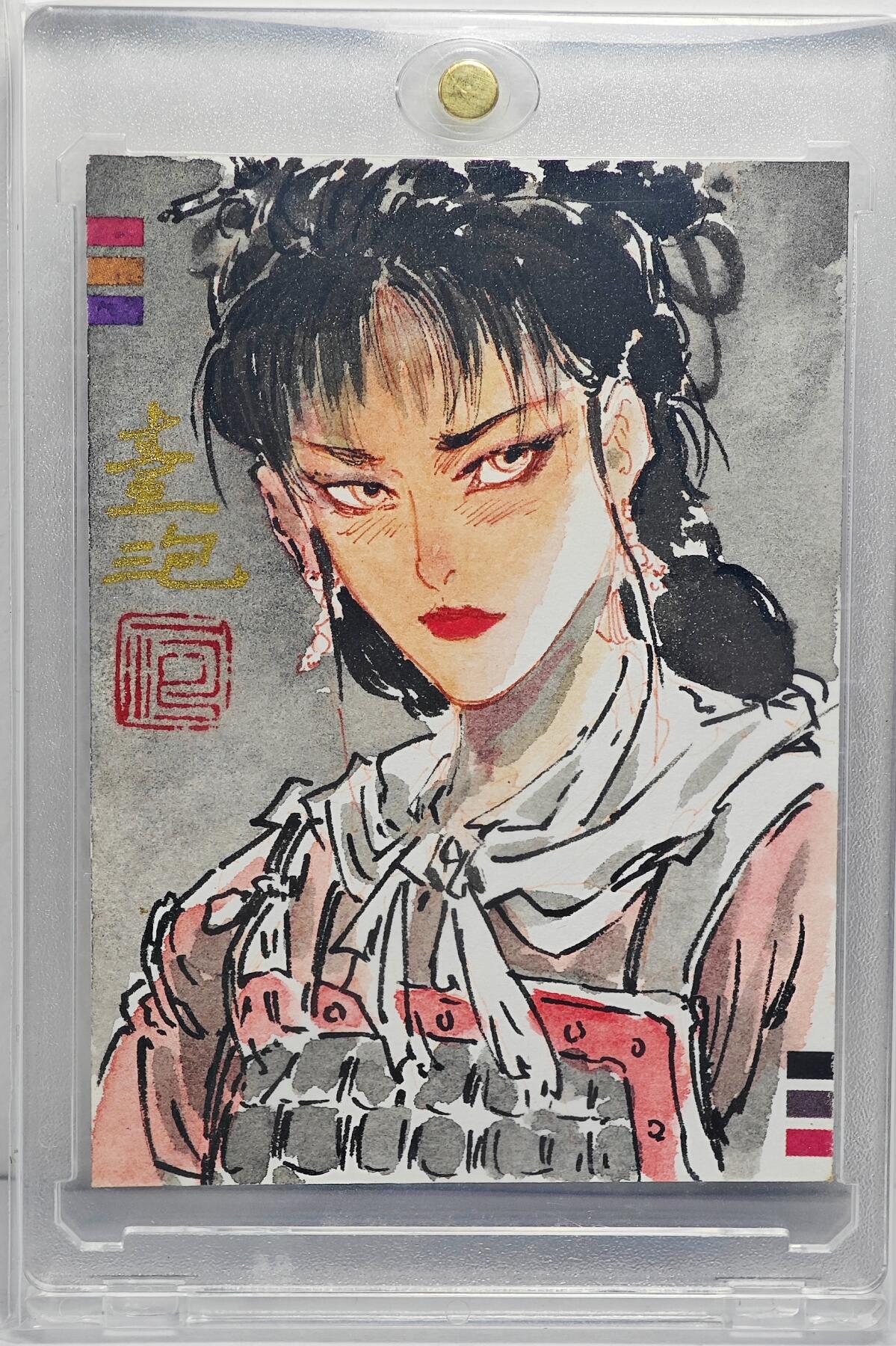 白泽拍卖卡牌手绘专场第22期中福卡展专场(离离暑云散，袅袅凉风起) 2025 麦稀奇收藏嘉年华手绘卡  扈三娘 壹泡亲签 卡砖封装