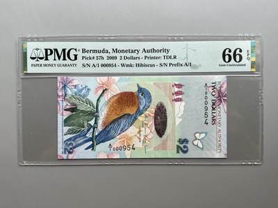 PMG 66EPQ百慕大2009年鸟版2元纸币 - PMG 66EPQ百慕大2009年鸟版2元纸币