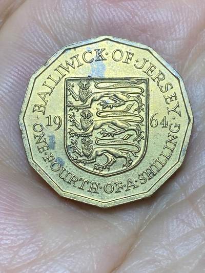 2025年第七十七场(总第一百零三场）外国好品散币(免佣金) - 英属泽西岛🇯🇪1964单年份1/4先令(等值3便士，伊丽莎白二世青年带冠)