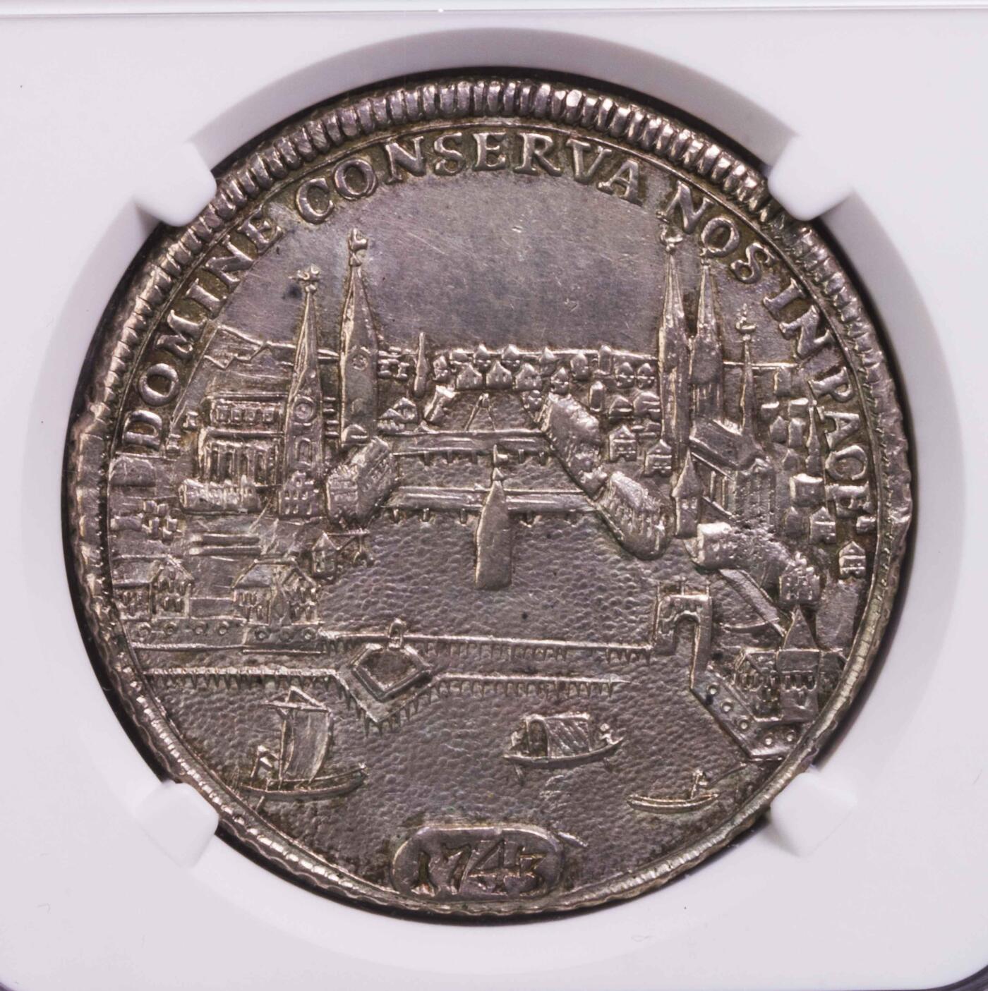 NGC-AUD 1743瑞士苏黎世景观泰勒银币 极少见的双狮版本