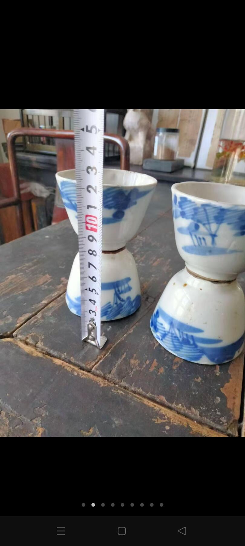 清末青花老窑茶杯，品相正常老化磨损。完整使用器，个别有开片。4只，保老到代。