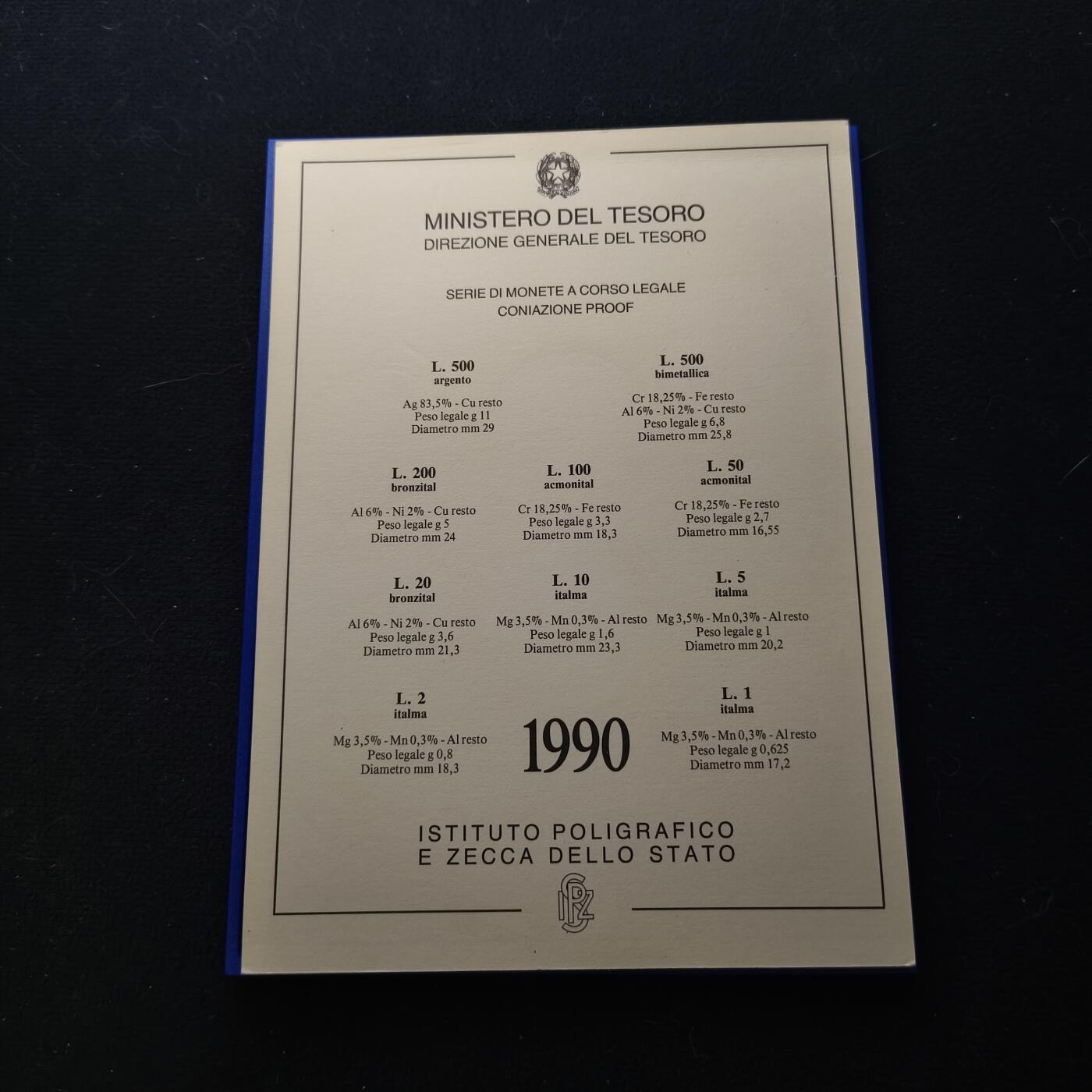 【全场包邮】纯粹捡漏拍450场 【少见】意大利1990年官方精制套币（无银币）-盒证全-量9400