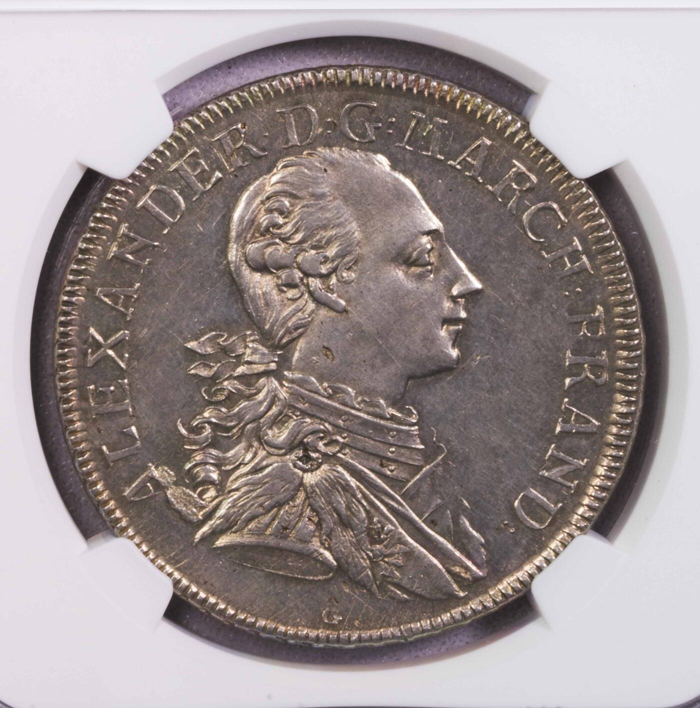 NGC-MS62 1777德国勃兰登堡-安斯巴赫侯爵泰勒银币 