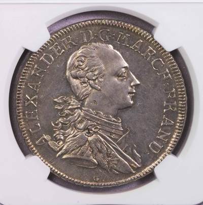 NGC-MS62 1777德国勃兰登堡-安斯巴赫侯爵泰勒银币  - NGC-MS62 1777德国勃兰登堡-安斯巴赫侯爵泰勒银币 