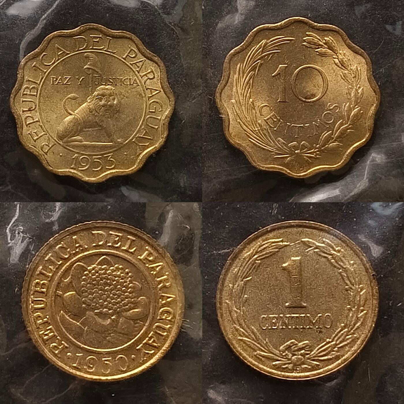 【全场包邮】纯粹捡漏拍450场 巴拉圭1950-1953年封装原光可评级4枚套币