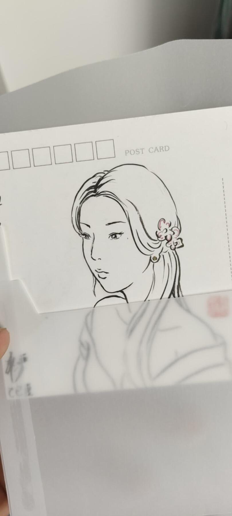 秋原瞳的小店第19期（竹竿击落叶子，红枣掉落下来的砰砰声，那是最美好的记忆之一） 非严明信片线稿妲己双签，正面二郎神杨戬