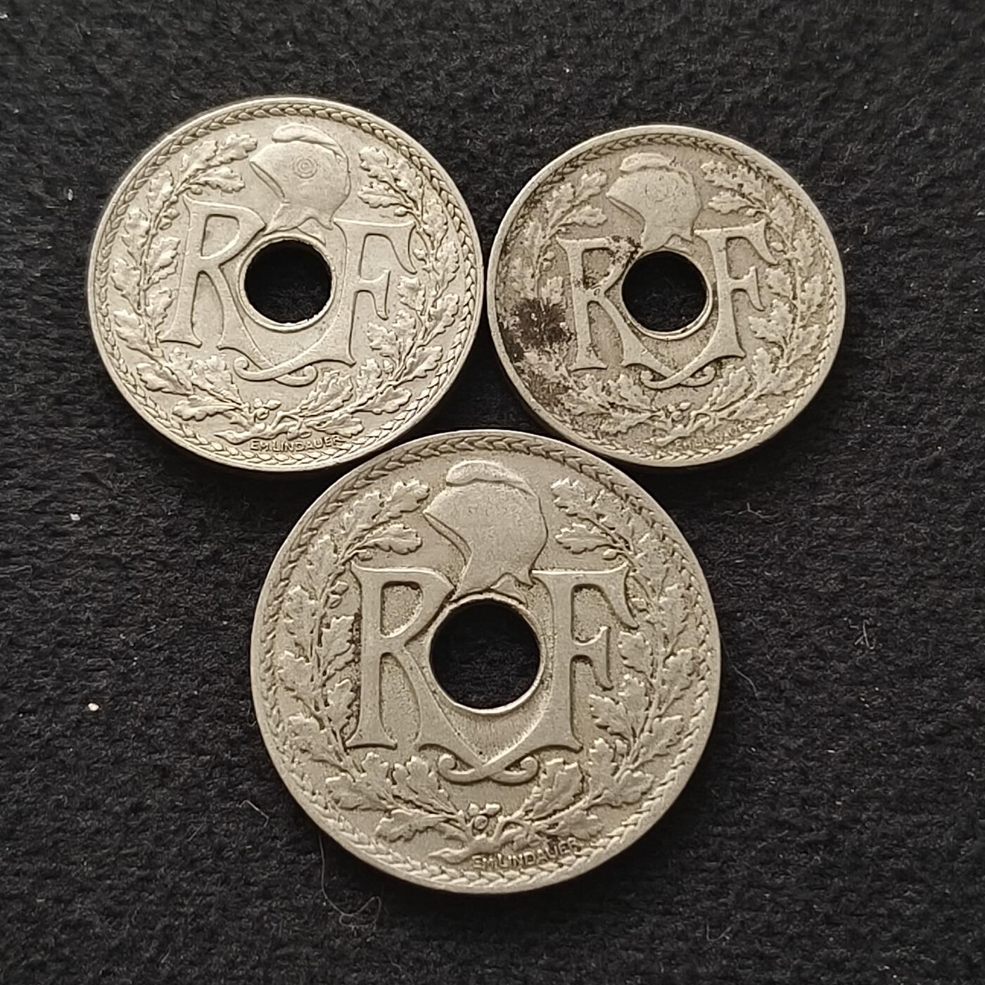 【全场包邮】纯粹捡漏拍449场 法国1917-1938年3枚套币