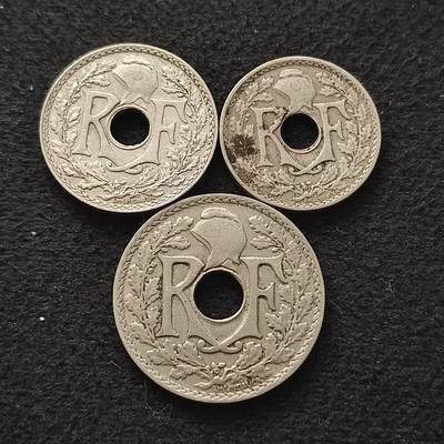 【全场包邮】纯粹捡漏拍449场 - 法国1917-1938年3枚套币