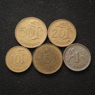 【全场包邮】纯粹捡漏拍449场 - 芬兰1948-1956年5枚套币