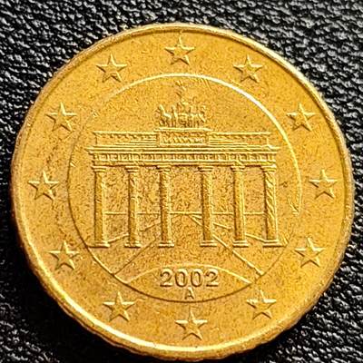 泉币菌-第73场-各国散币场 - 欧元 德国2002年 10欧分合金铜币 勃兰登堡门 地图 A厂标 19.75MM
