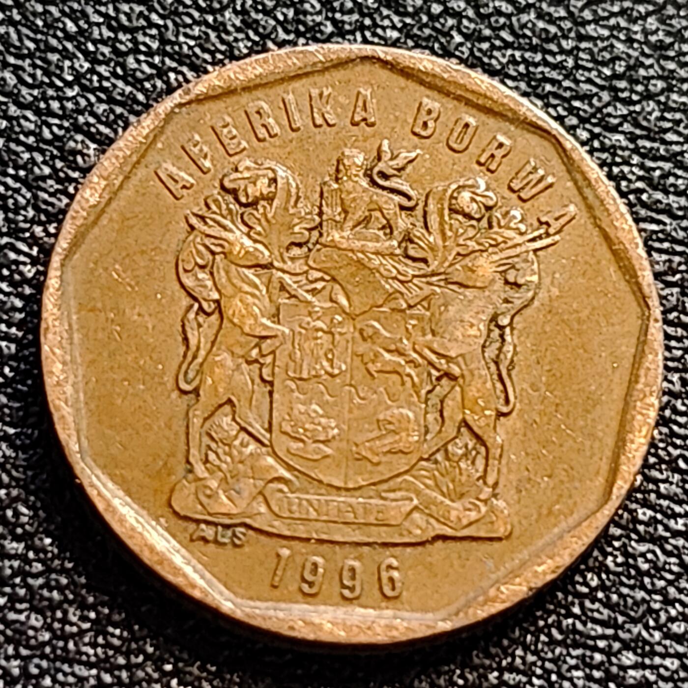 泉币菌-第73场-各国散币场 南非1996年 20分镍币 帝王花 24.2mm 非洲钱