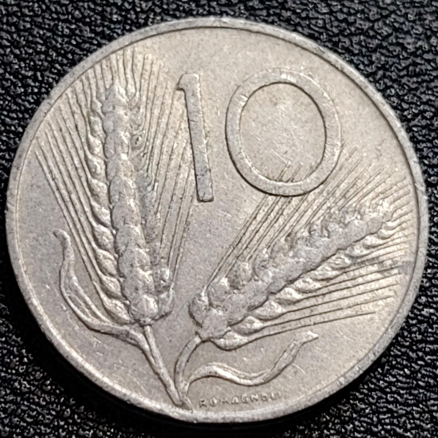 泉币菌-第73场-各国散币场 1968年 意大利10里拉铝币 麦穗古犁 23.2mm