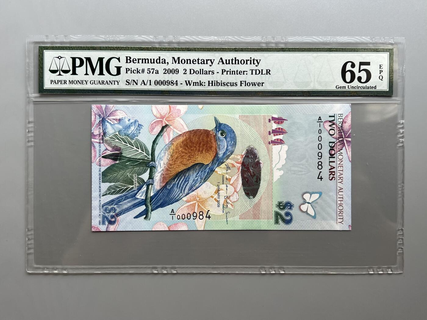 PMG 65EPQ 百慕大2009年2元纸币