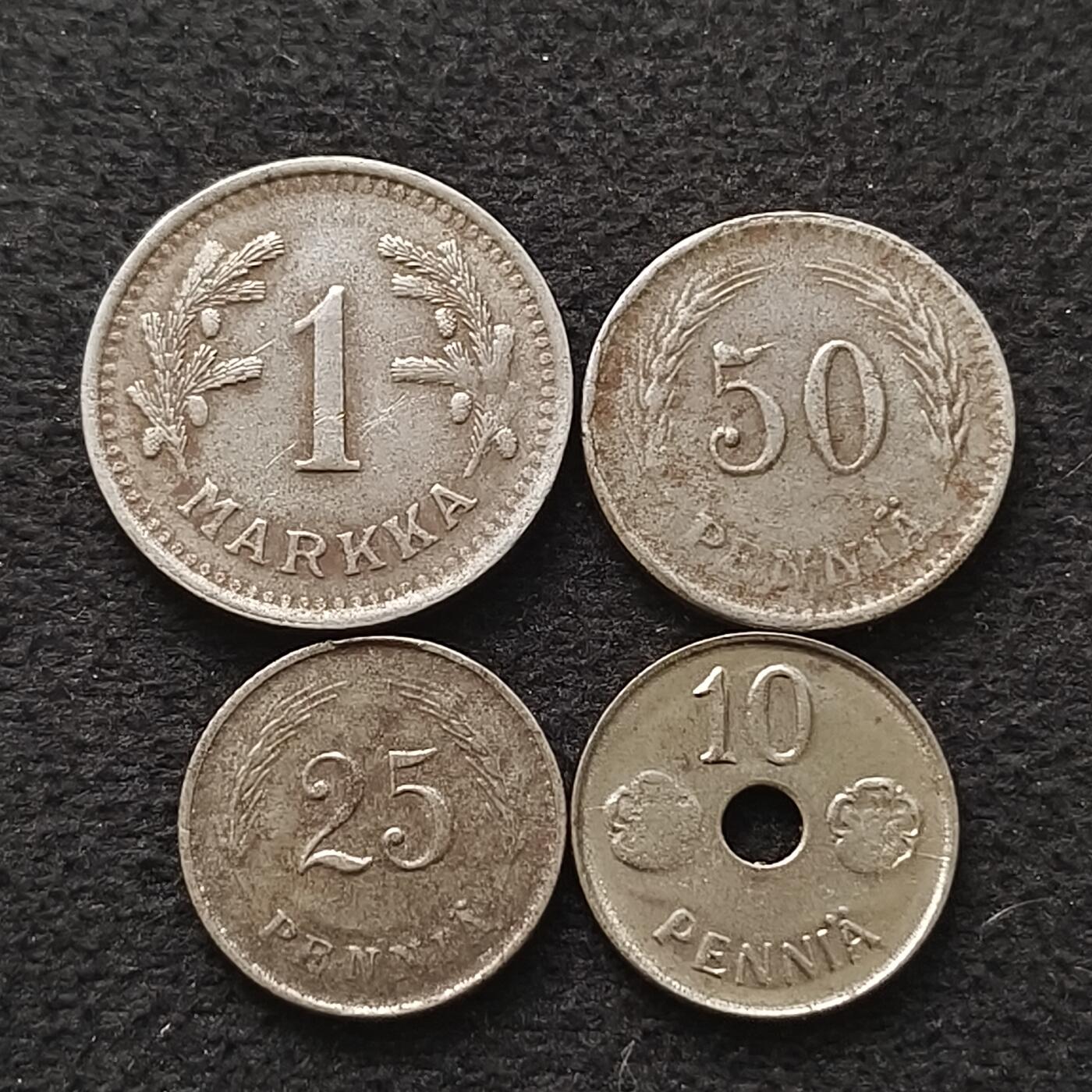 【全场包邮】纯粹捡漏拍449场 芬兰1941-1948年铁币4枚套币