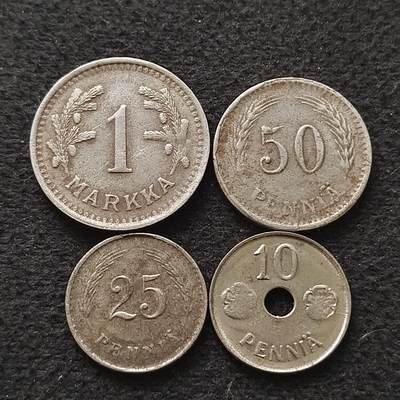 【全场包邮】纯粹捡漏拍449场 - 芬兰1941-1948年铁币4枚套币