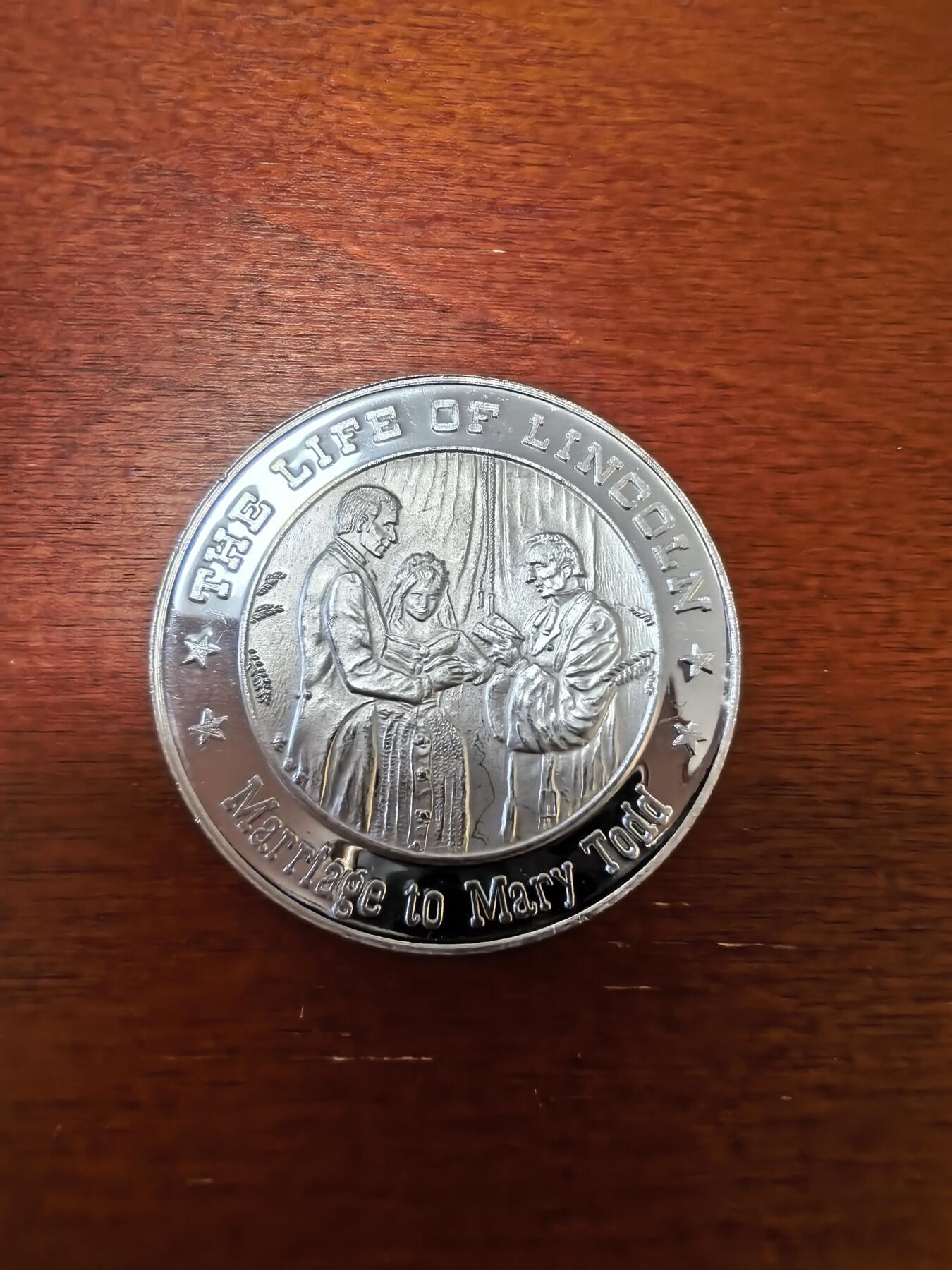 长老汇蛇年精选第三十四场拍卖 美国林肯生平之与马丽·托德结婚银章，1盎司925银
