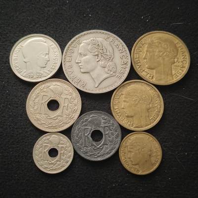 【全场包邮】纯粹捡漏拍449场 - 法国1933-1941年8枚套币