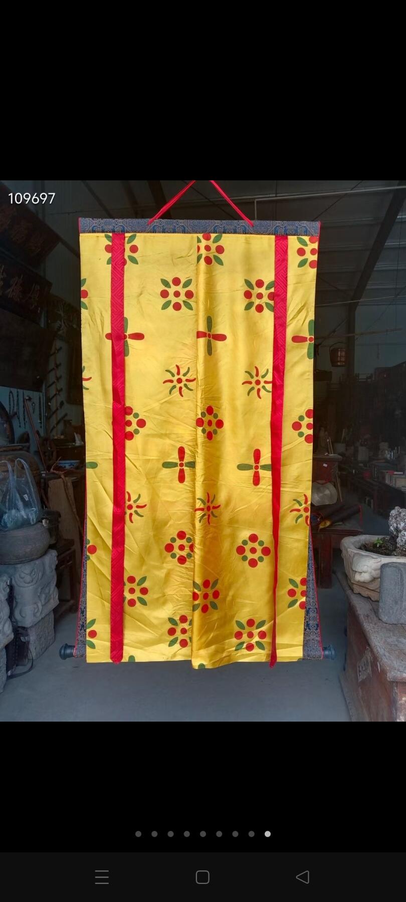刺绣挂屏 老唐卡 画心五方财神 完整全品