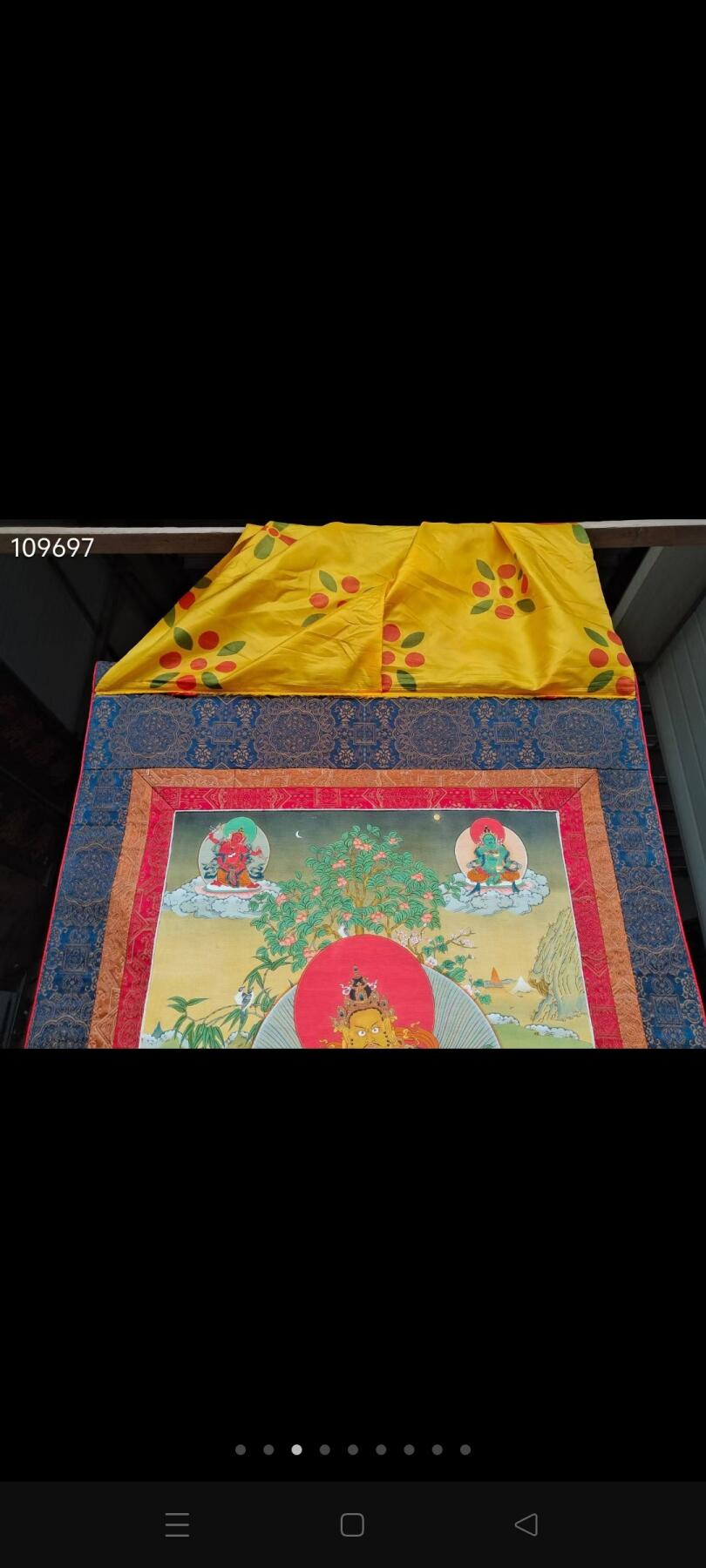 刺绣挂屏 老唐卡 画心五方财神 完整全品