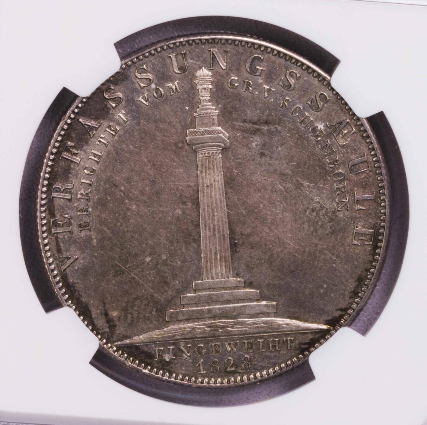 NGC-MS61 1828德国路德维希-宪法纪念碑落成泰勒银币