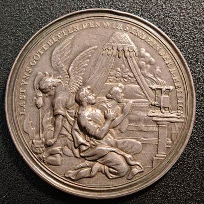 【德藏】世界币章拍卖第141期（拍品征集中~欢迎藏友联系） - 17**年 德国纽伦堡新婚祈福结婚纪念银章 稀少少见品种 直径约：42.7mm；重约：21.7g