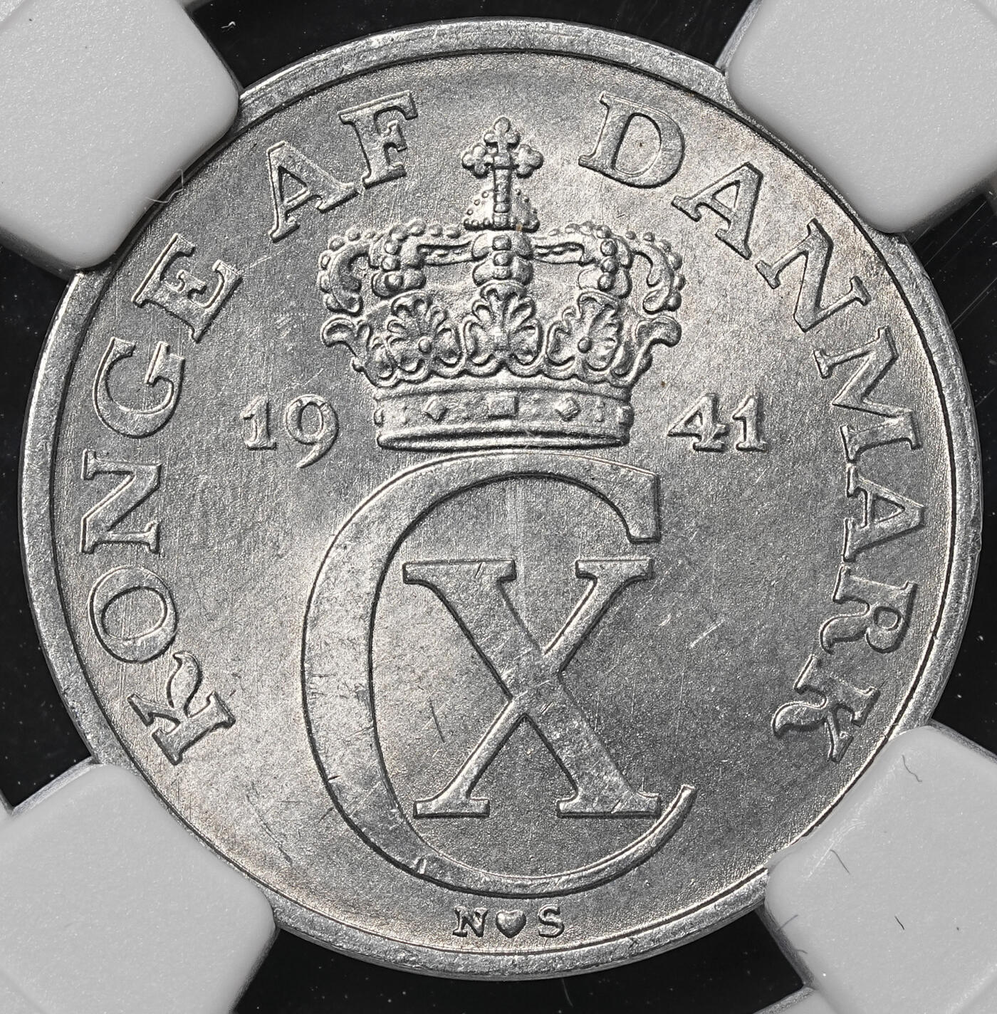 修遠堂世界钱币第八十期 NGC评级 1941年德占丹麦2，5欧尔铝币