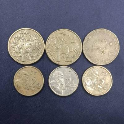 【淘币小摊】实时拍第七百零五拍  散币银币场  满百包邮可预留二周 每周一统一发货   - 澳大利亚1-2元铜币6枚