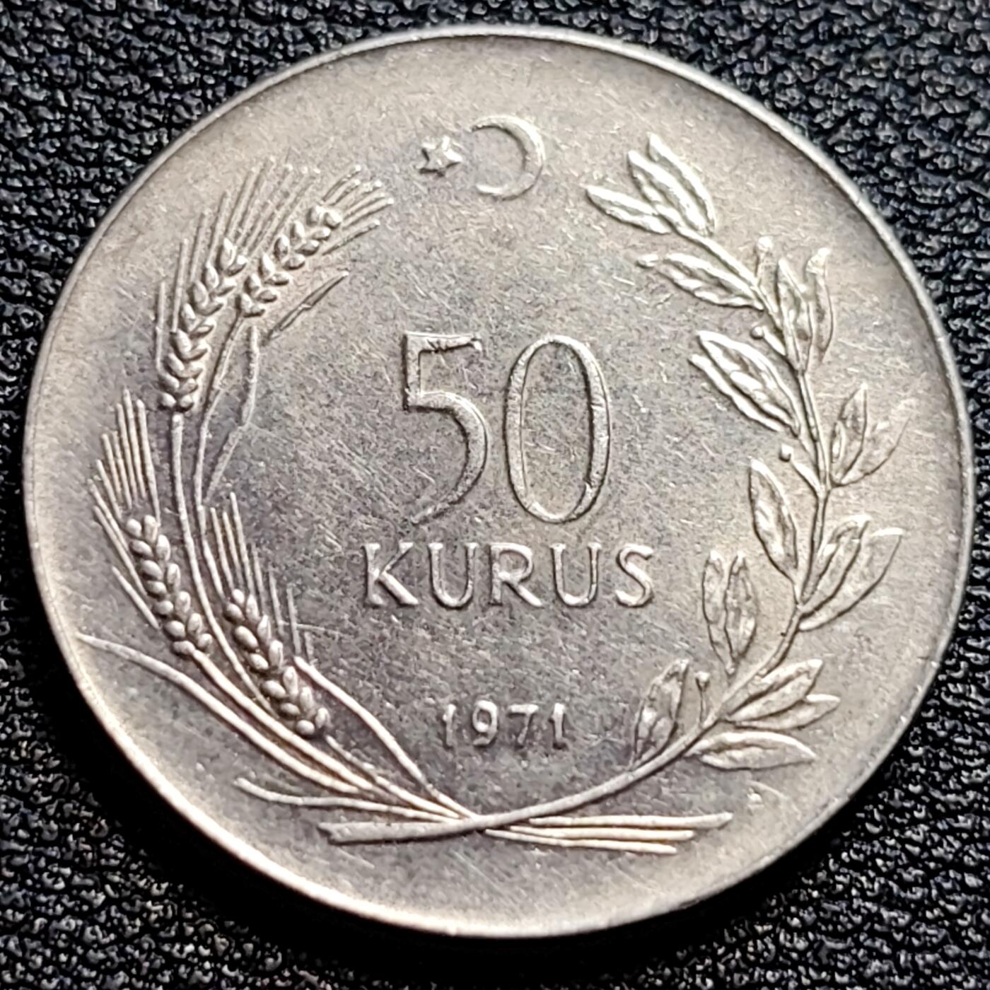 泉币菌-第73场-各国散币场 首年份 土耳其50库鲁71年披头纱 25mm