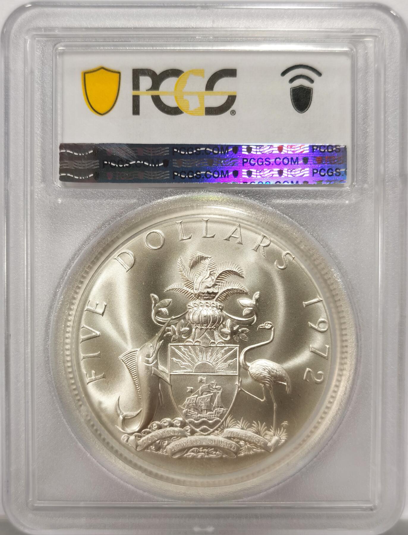 博洋堂世界钱币拍卖第134期（全场包邮） PCGS MS69 英属巴哈马1972年FM版伊丽莎白二世$5大银币 冠军分 出厂品相 同分仅1枚