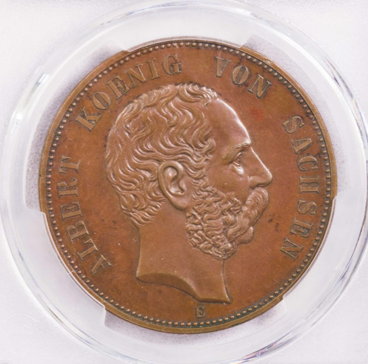 PCGS-SP65BN 1889萨克森韦庭王朝五马克铜样