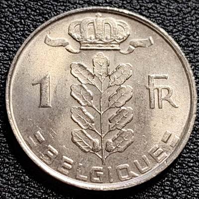泉币菌-第73场-各国散币场 - 原光美品 比利时1979年1法郎铜镍币（佛兰芒文版BELGIË），谷物女神