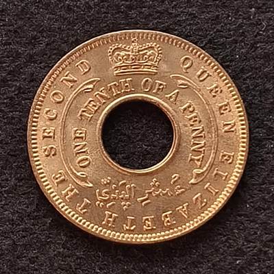 【全场包邮】纯粹捡漏拍449场 - 英属西非1954年女王1/10便士