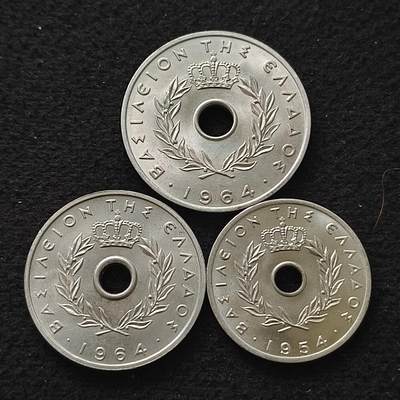 【全场包邮】纯粹捡漏拍449场 - 希腊王国1954-1964年原光3枚套币