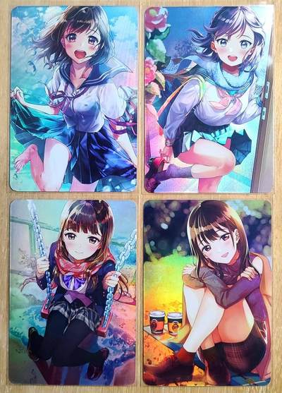 龙虎卡牌第四十九场 （无佣金，满120包邮，欢迎送拍，摩点开车） - 折光彩闪一套4张 补丁卡牌 春夏秋冬四季少女