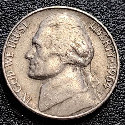 泉币菌-第75场-各国散币场 - 美品 美国1964年5美分纪念币 杰斐逊 及 故居蒙蒂塞洛庄园 21mm 