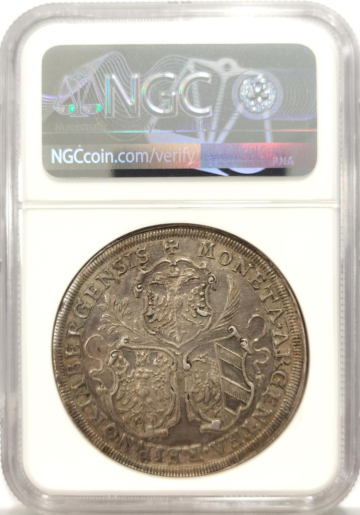 博洋堂世界钱币拍卖第134期（全场包邮） NGC XF 德国纽伦堡1680年城市景观大泰勒银币