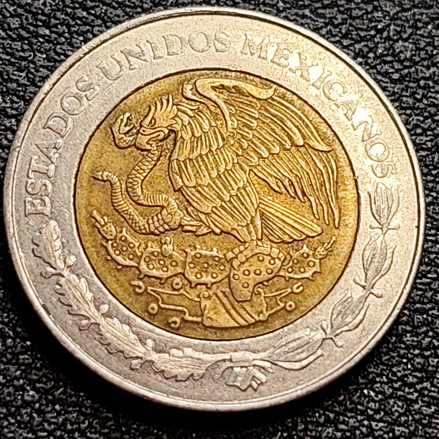泉币菌-第75场-各国散币场 墨西哥1比索双色币 鹰蛇图案