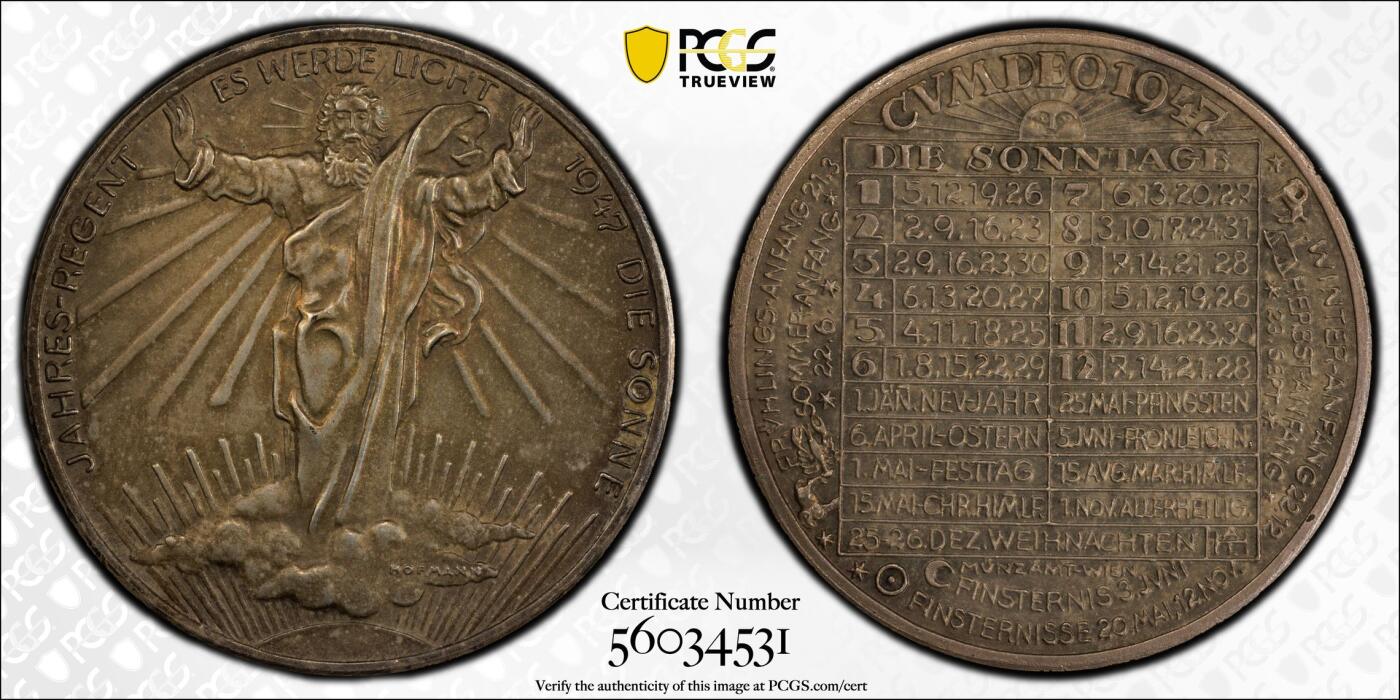 博洋堂世界钱币拍卖第134期（全场包邮） PCGS MS63 维也纳日历系列唯一亚军！上面只有一个冠军分！