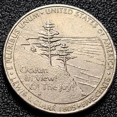 泉币菌-第77场-各国散币场 - 2005年 美国5分 杰费逊銅镍纪念币 西进运动 遥望太平洋 21mm
